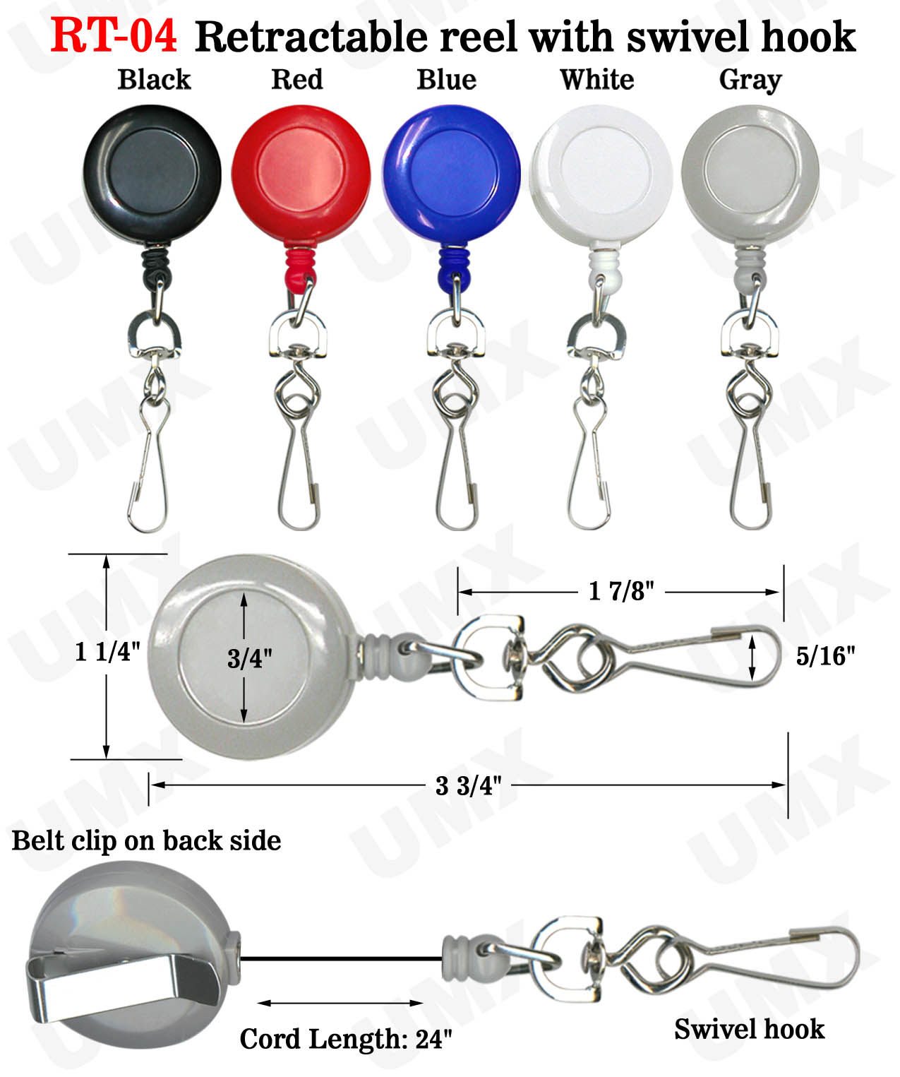 Retractable Reels With Metal Swivel Hooks